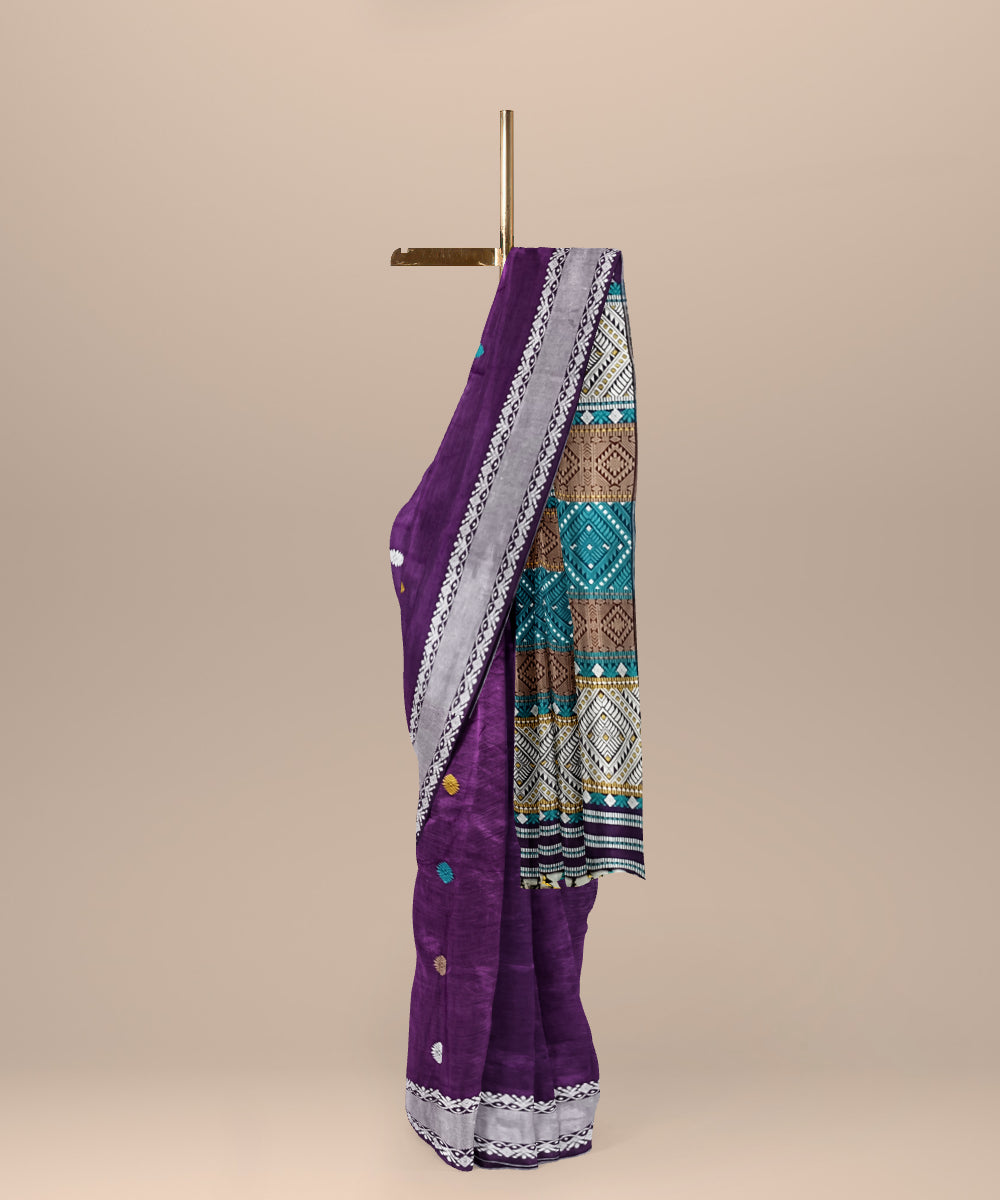 Purple grey eri silk handloom assam saree