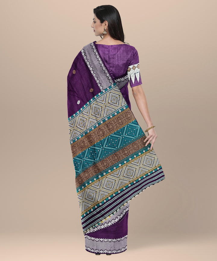 Purple grey eri silk handloom assam saree