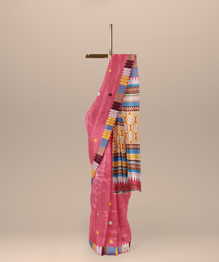 Pink peach eri silk handloom assam saree