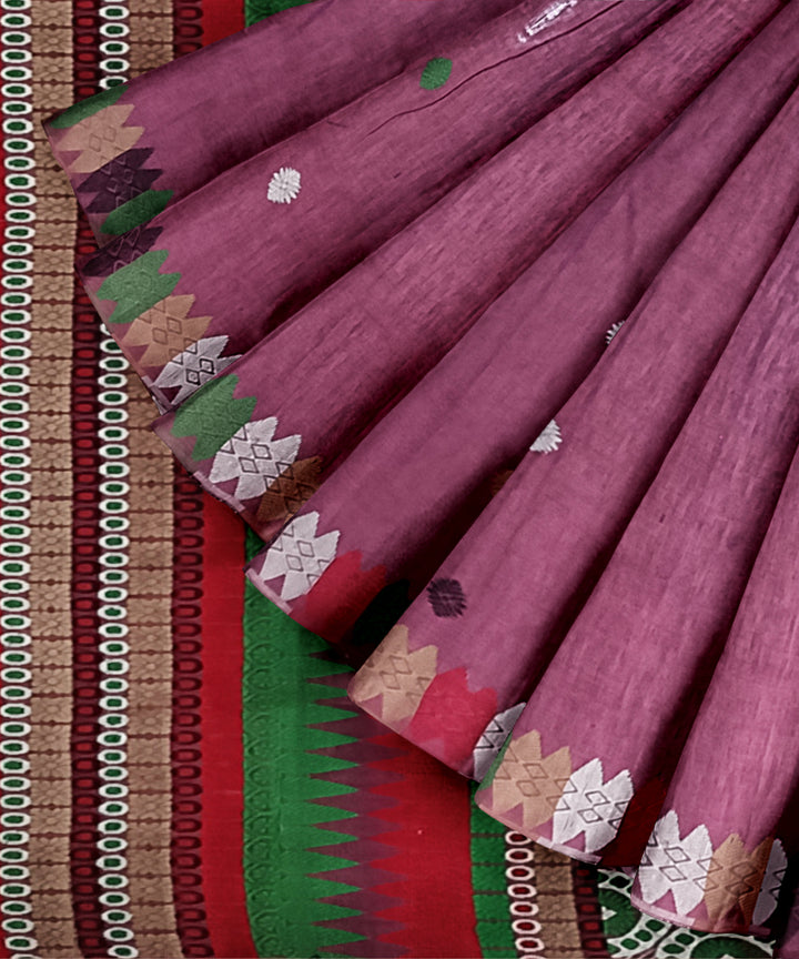 Pink multicolour handloom eri silk assam saree