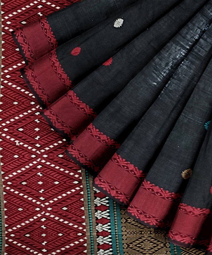 Black red eri silk handloom assam saree