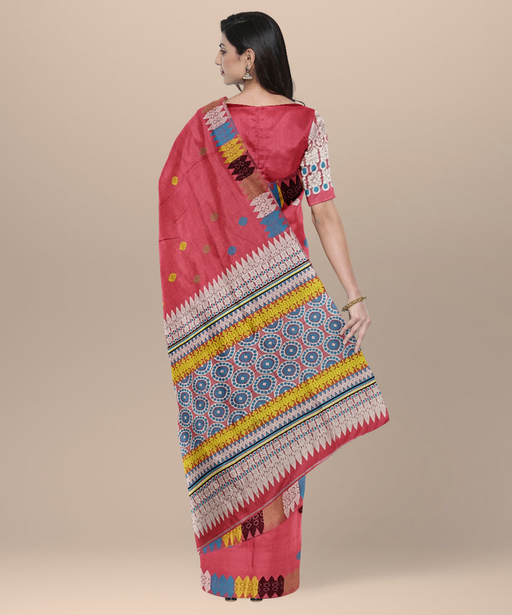 Pink multicolour eri silk handloom assam saree