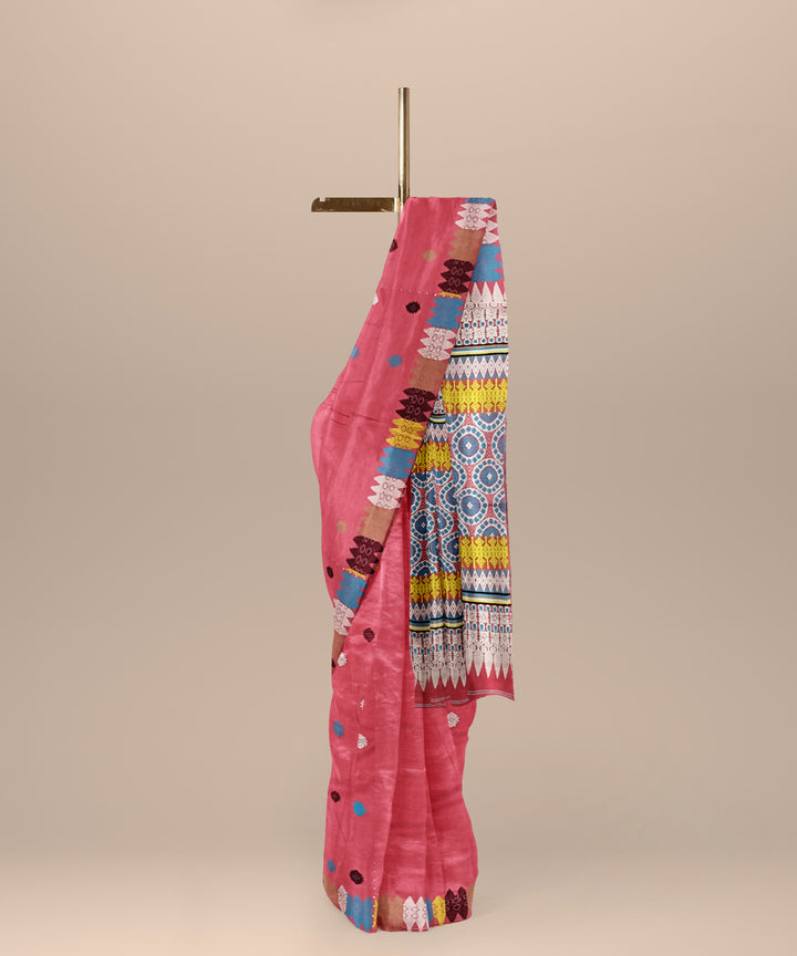 Pink multicolour eri silk handloom assam saree