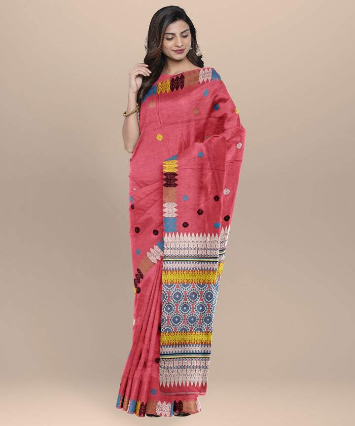 Pink multicolour eri silk handloom assam saree