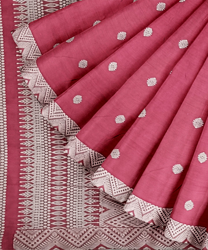 Pink grey eri silk handloom assam saree