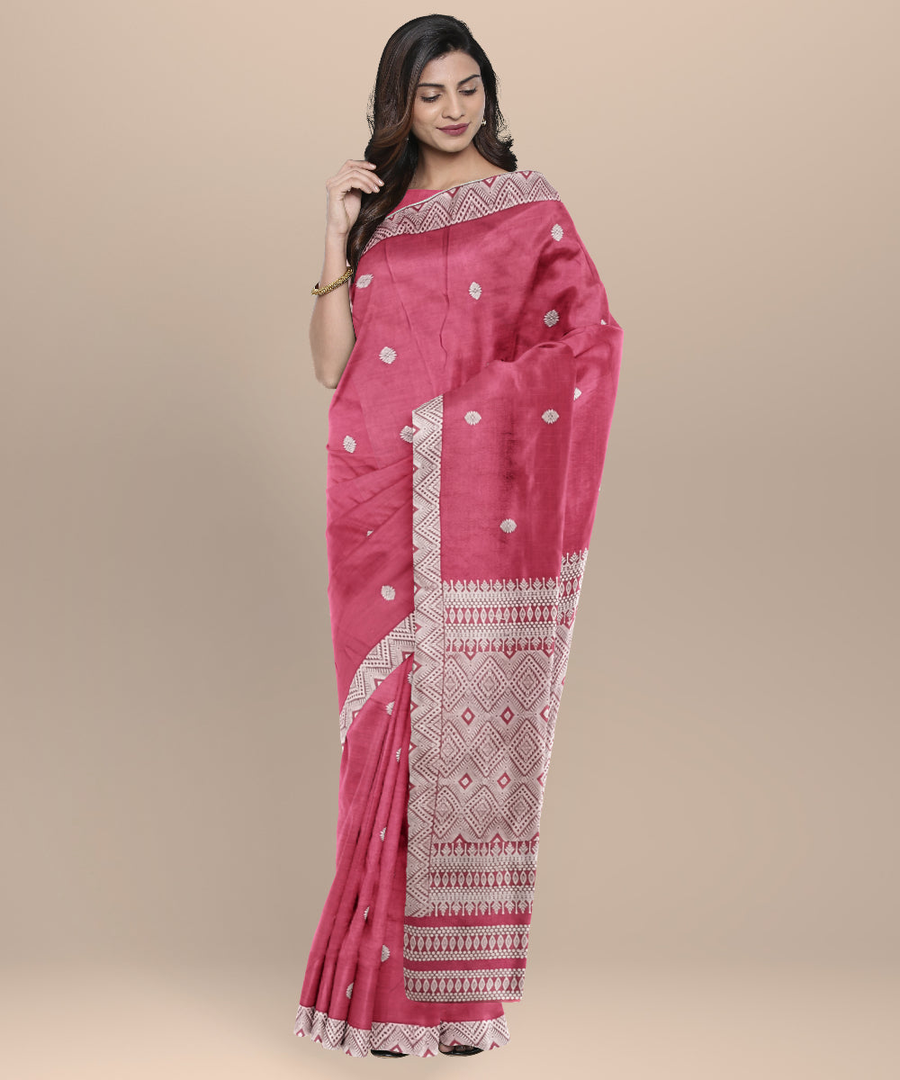 Pink grey eri silk handloom assam saree