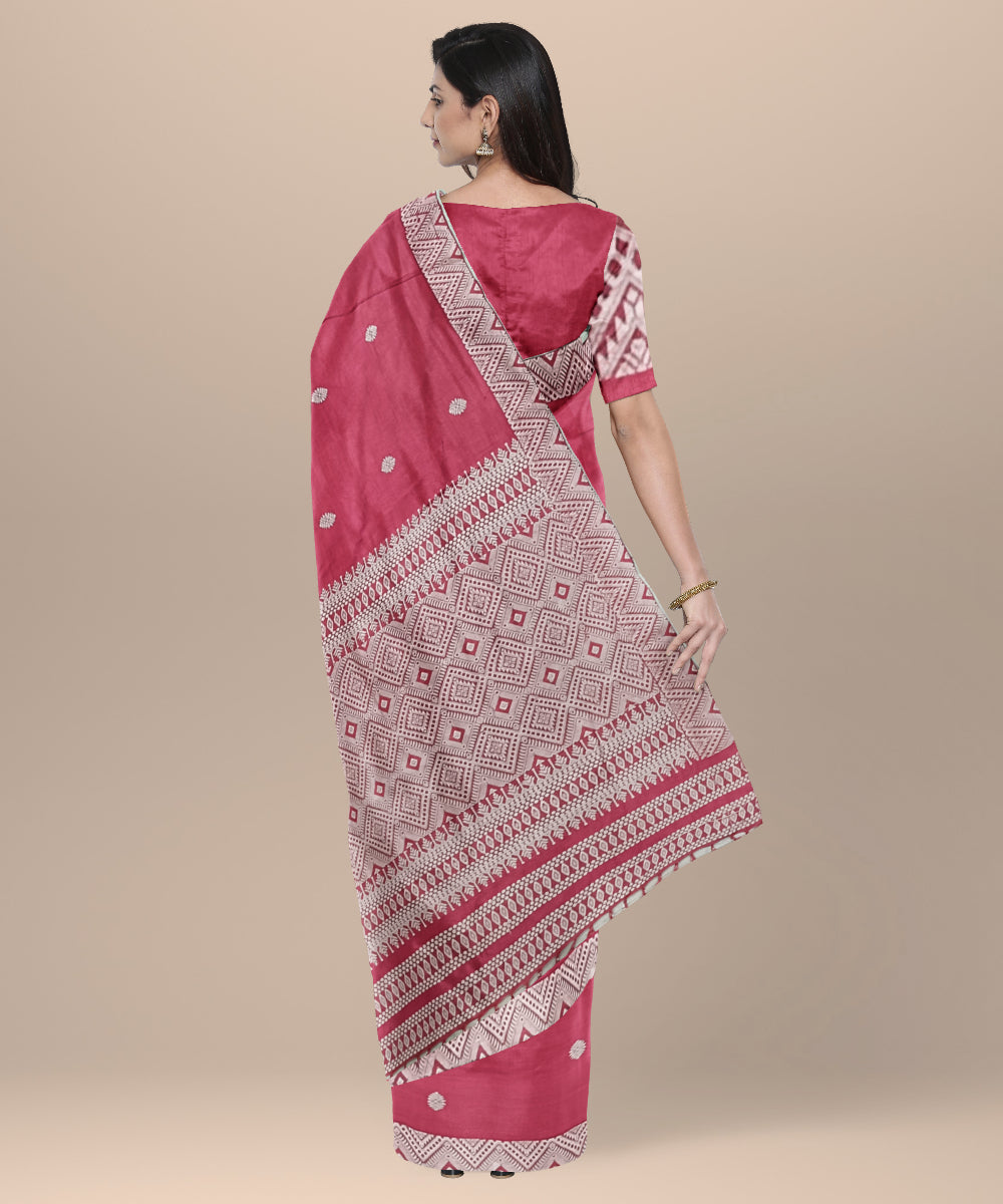 Pink grey eri silk handloom assam saree