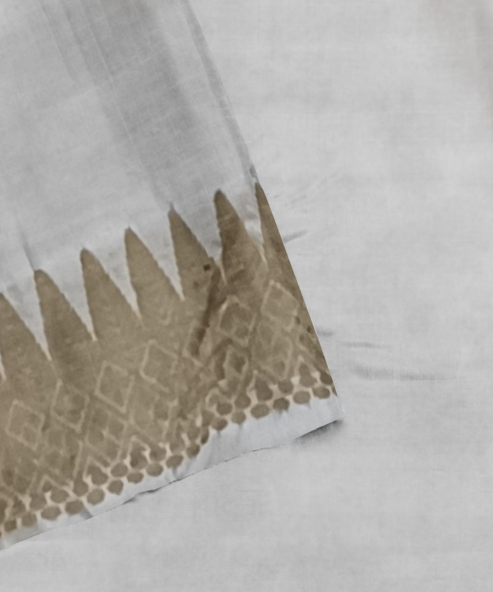 White grey silk handloom assam saree