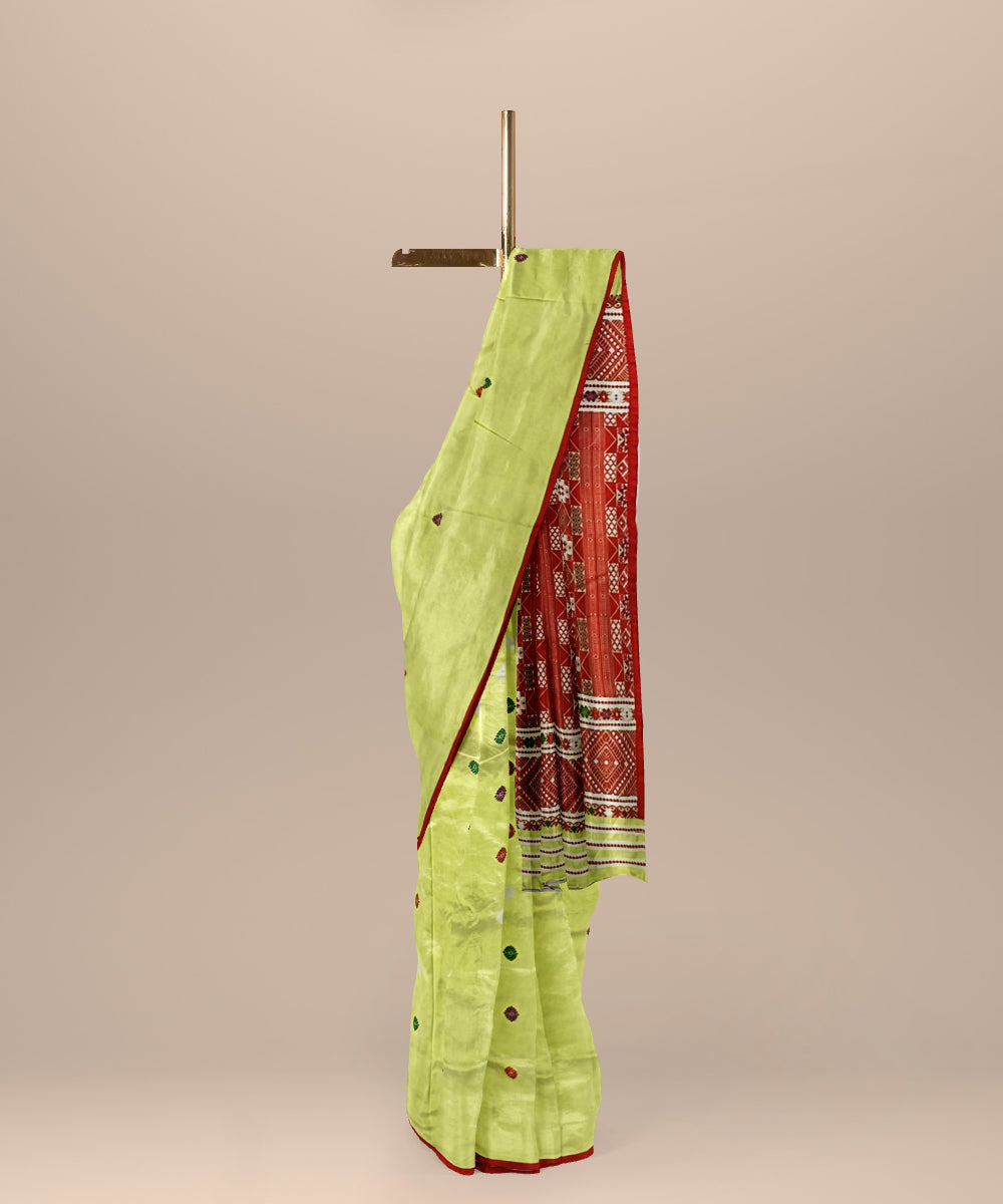 Yellow red silk handloom assam saree