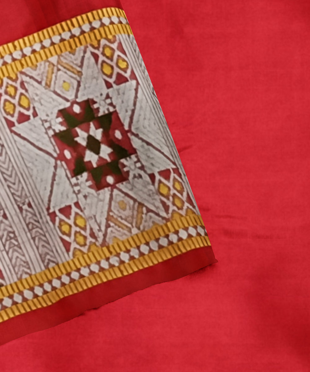 Red multicolour silk handloom assam saree