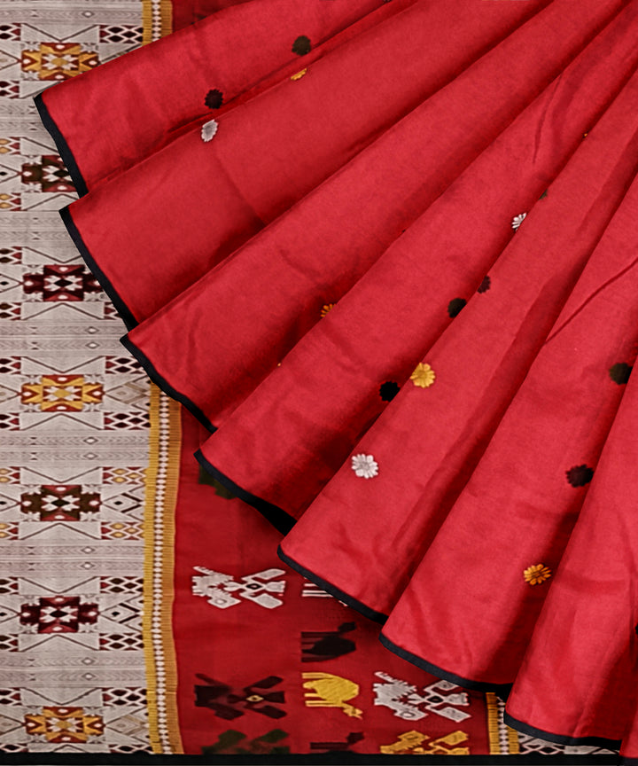 Red multicolour silk handloom assam saree