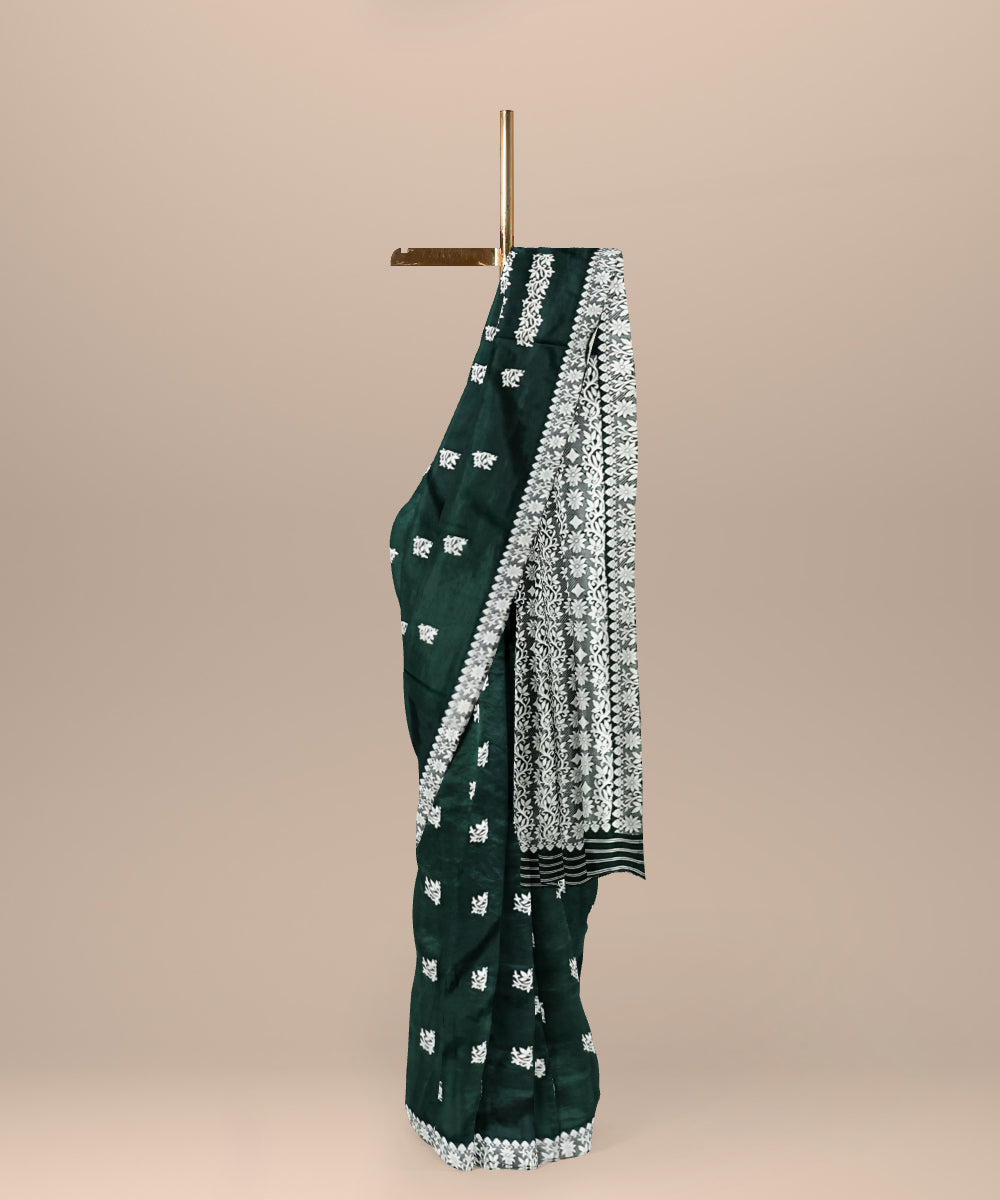 Dark green grey silk handloom assam saree