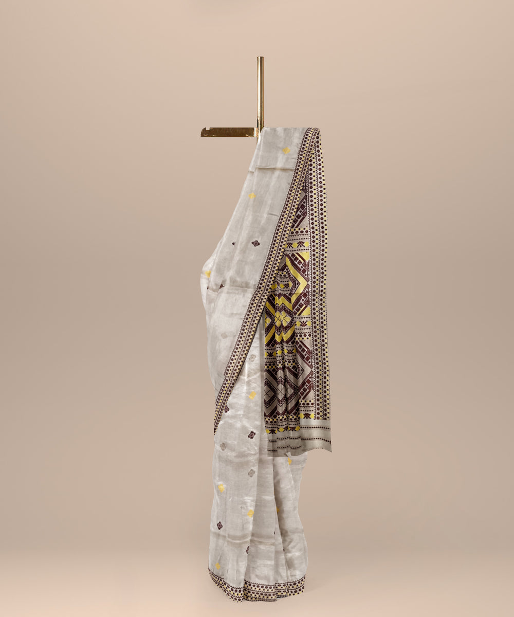 Cream multicolor handloom tussar silk assam saree