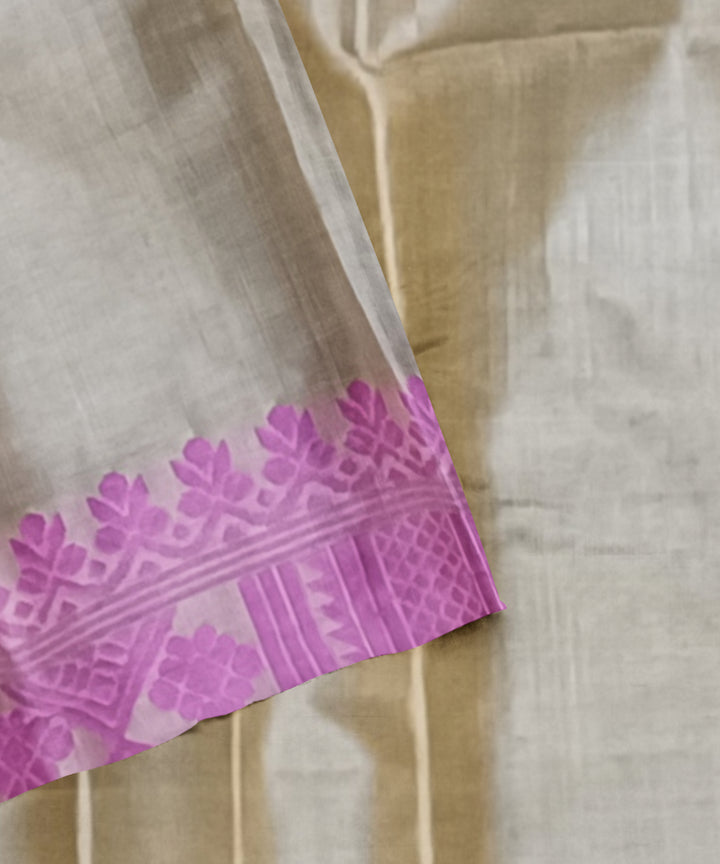 Pink peach tussar silk handloom assam saree