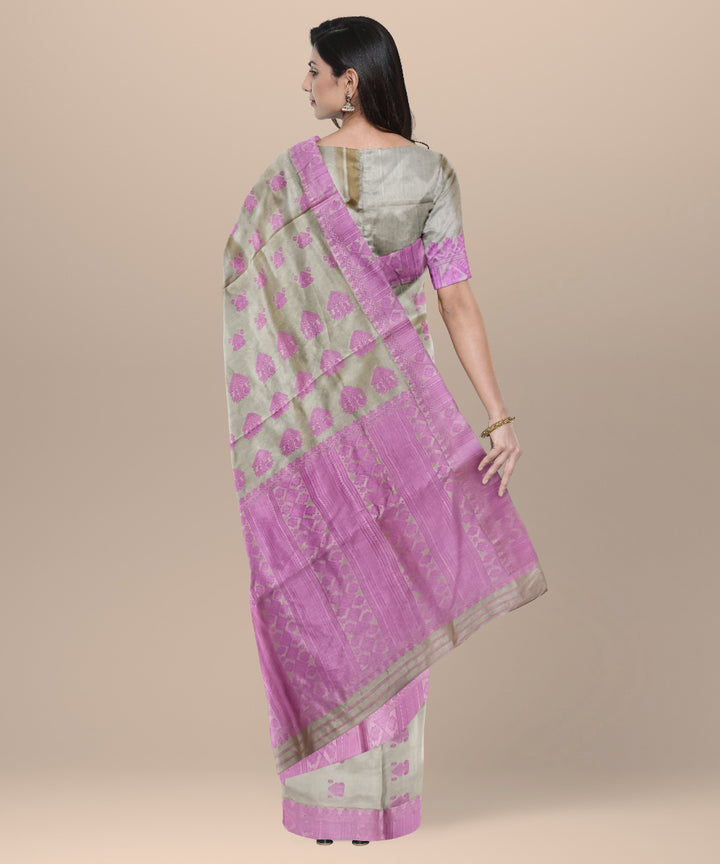 Pink peach tussar silk handloom assam saree