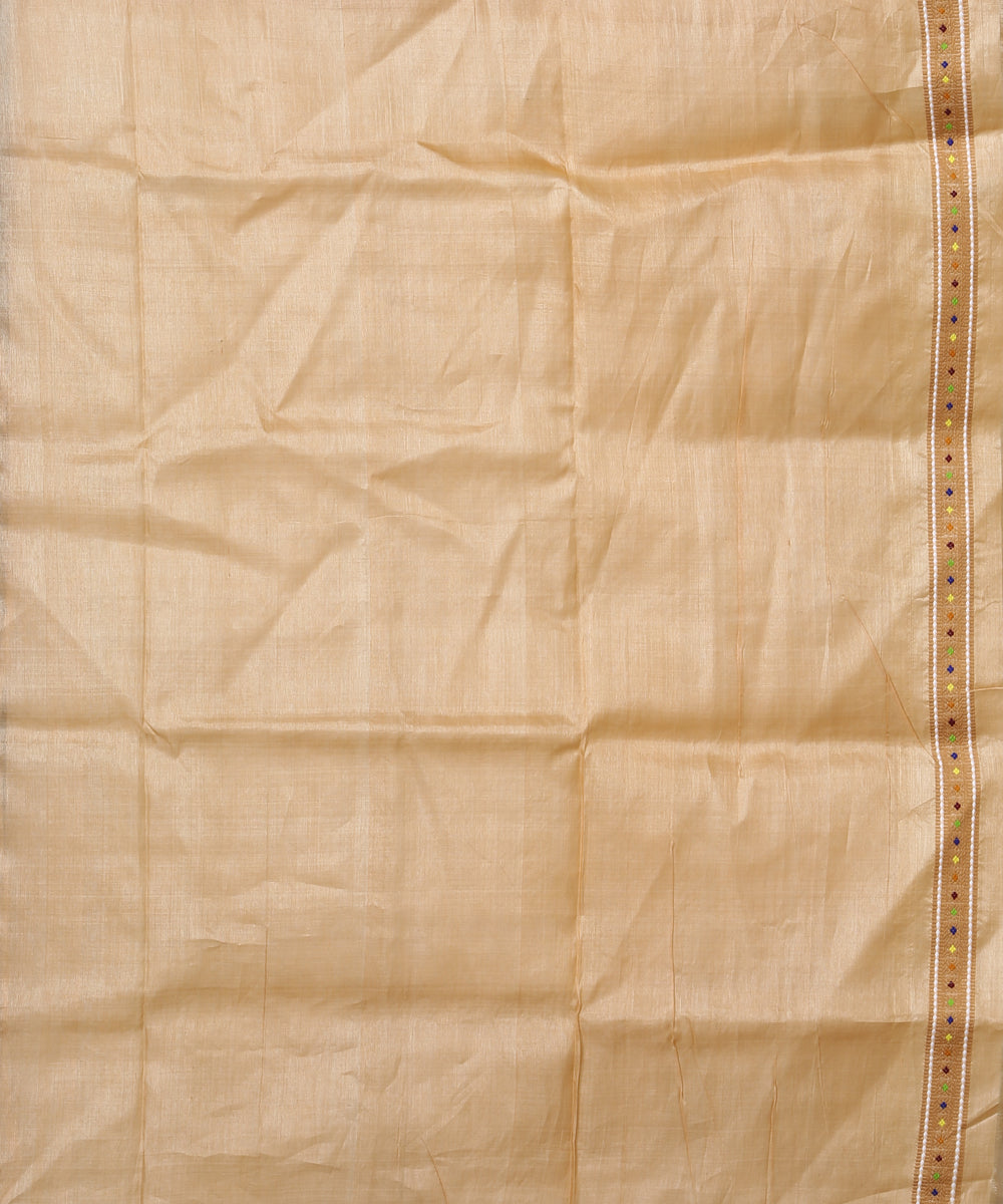 Beige multicolor handloom assam tussar silk saree