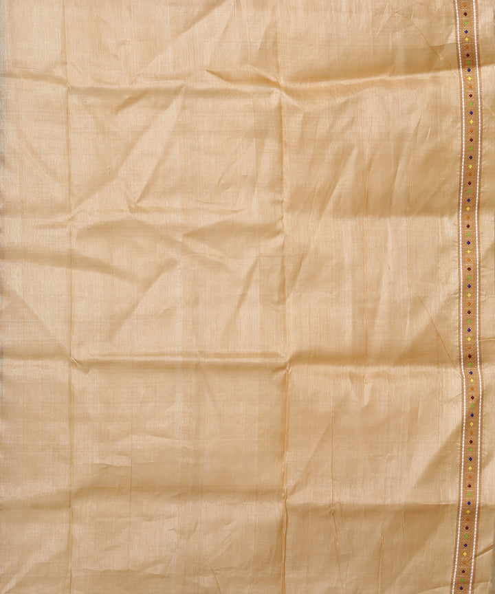 Beige multicolor handloom assam tussar silk saree