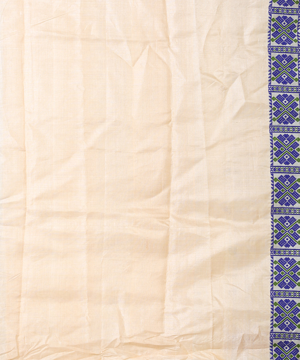 Beige maroon blue tussar silk handloom assam saree