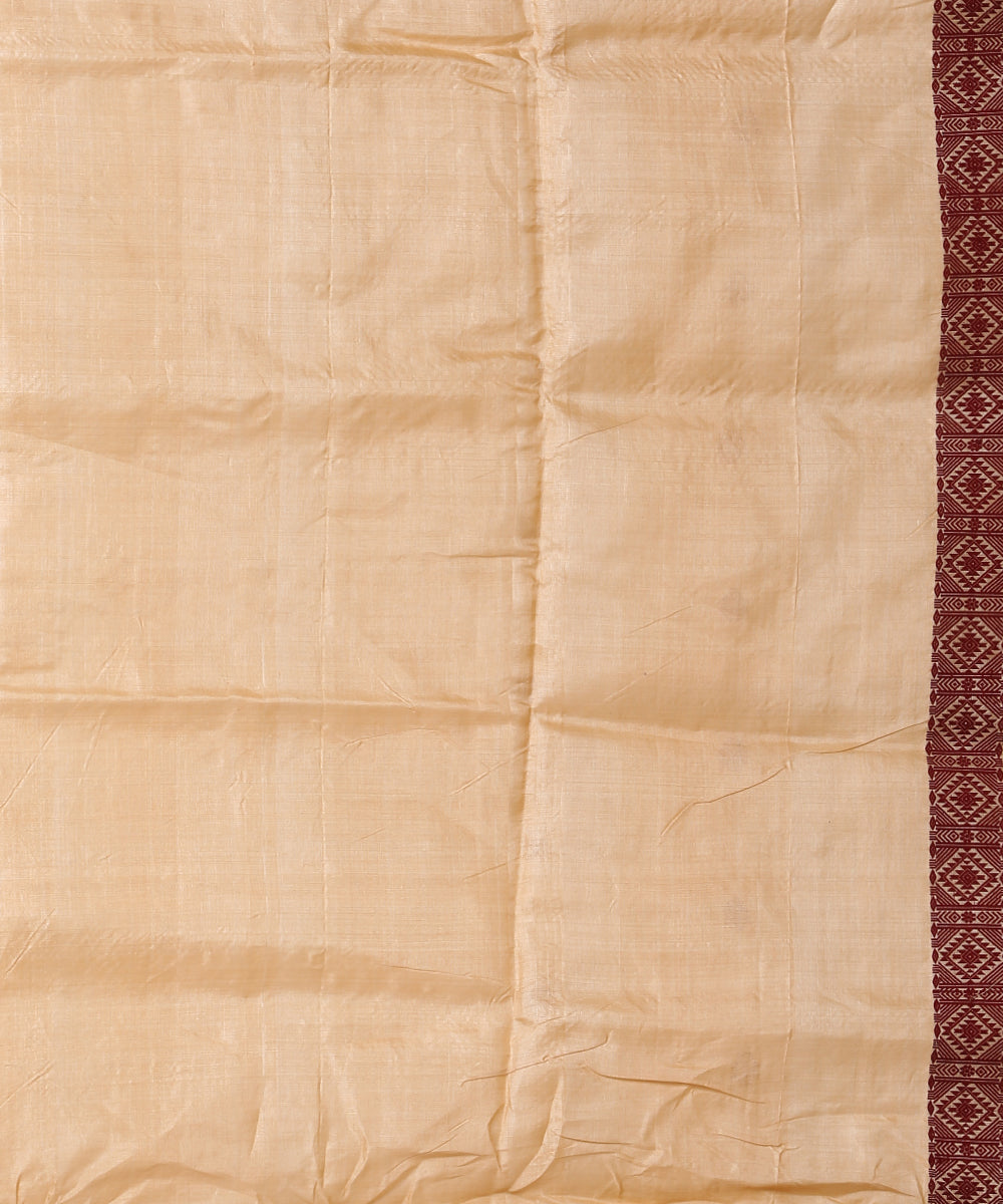 Beige maroon tussar silk handloom assam saree