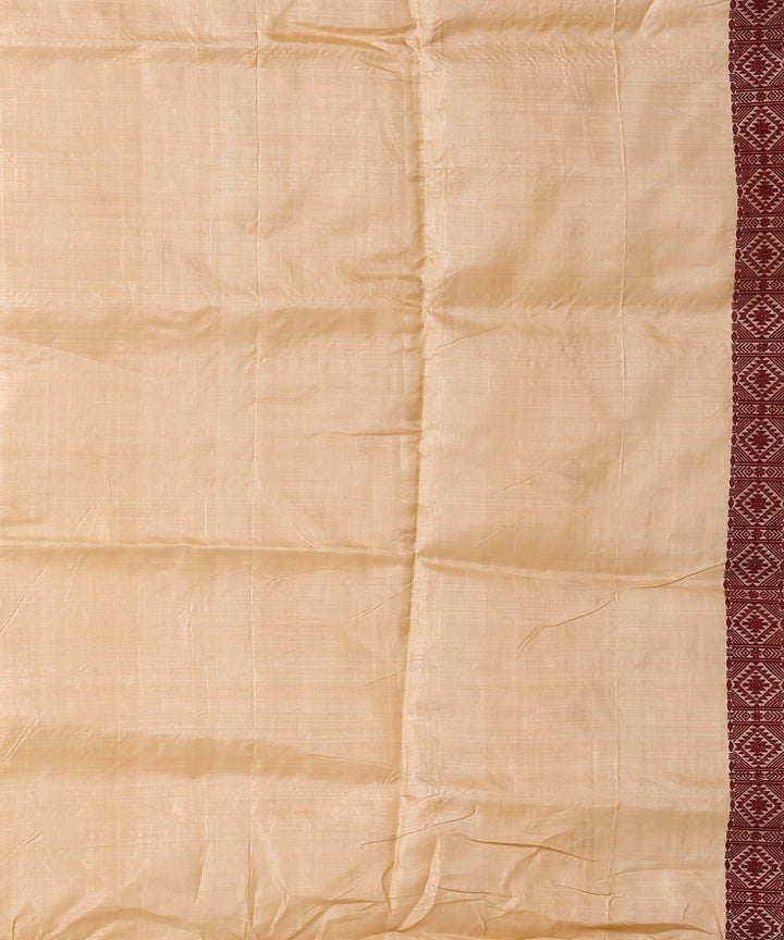 Beige maroon tussar silk handloom assam saree