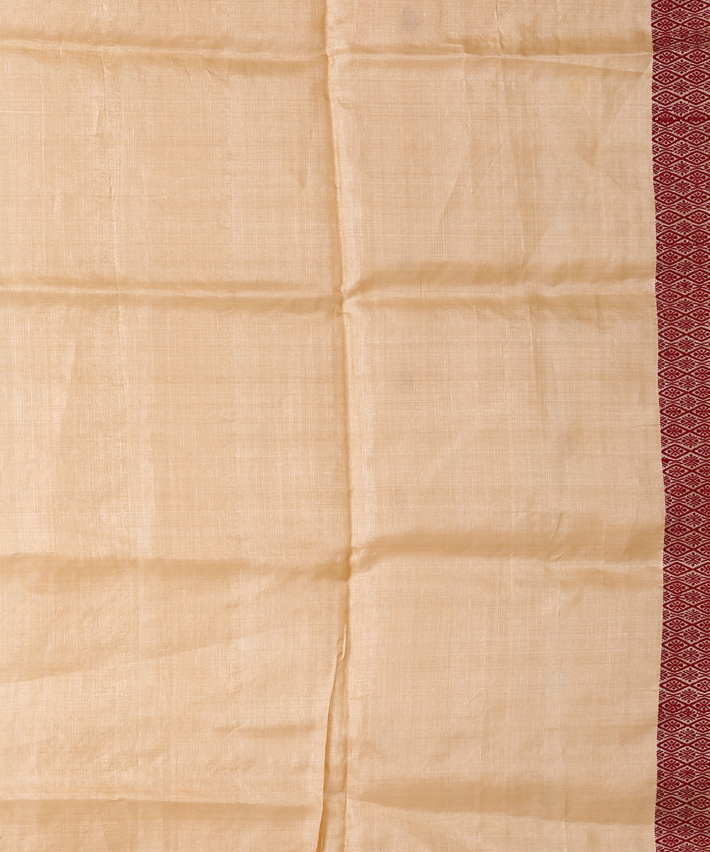 Beige yellow maroon tussar silk handloom assam saree