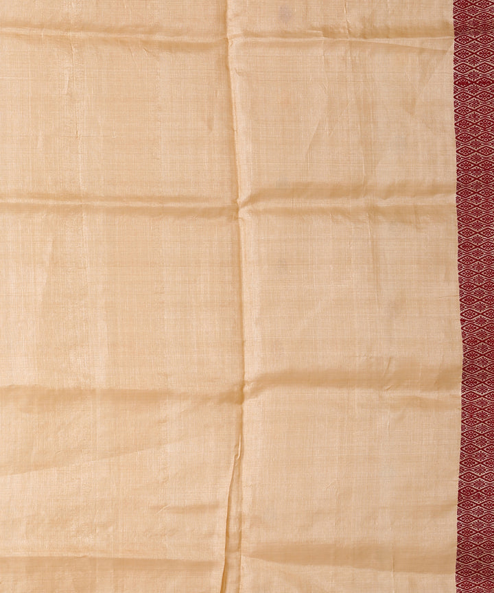 Beige yellow maroon tussar silk handloom assam saree