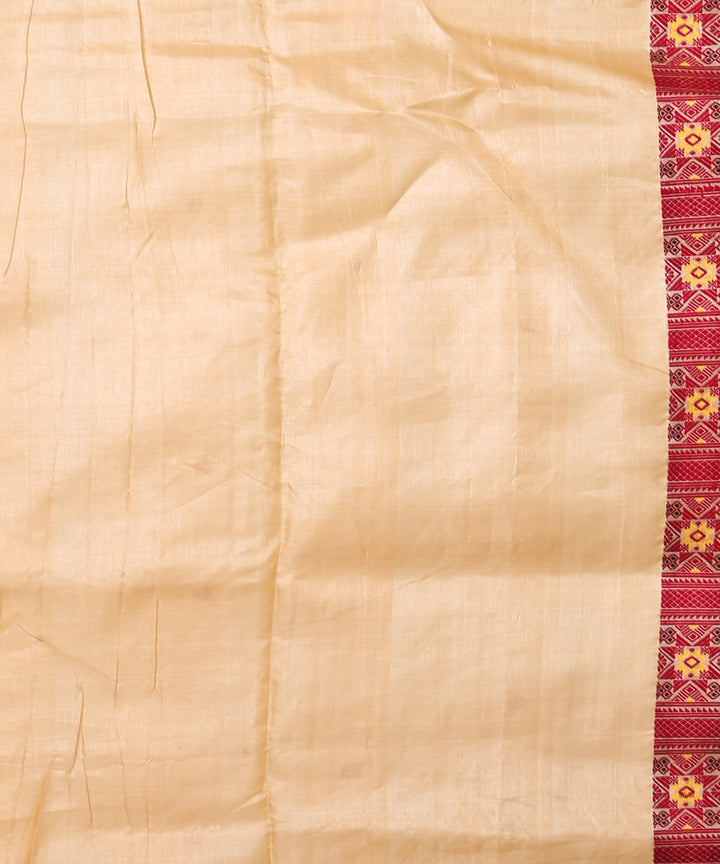 Beige red handloom tussar silk assam saree