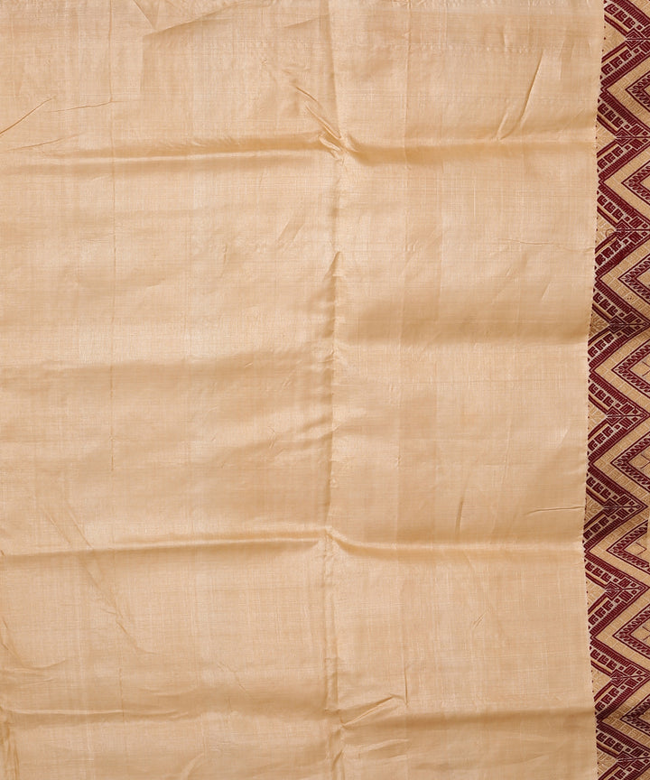 Beige maroon yellow tussar silk handloom assam saree