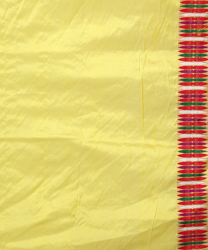 Yellow red Mulberry silk handloom assam saree