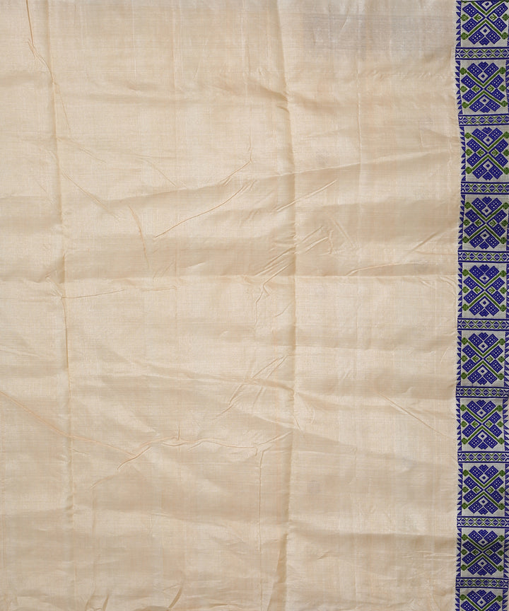 Beige navy blue tussar silk handloom assam saree