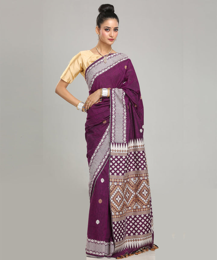 Wine grey Eri silk handloom assam saree