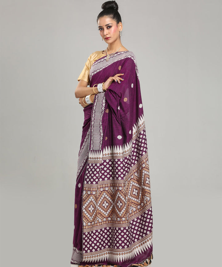 Wine grey Eri silk handloom assam saree