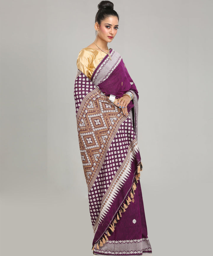 Wine grey Eri silk handloom assam saree