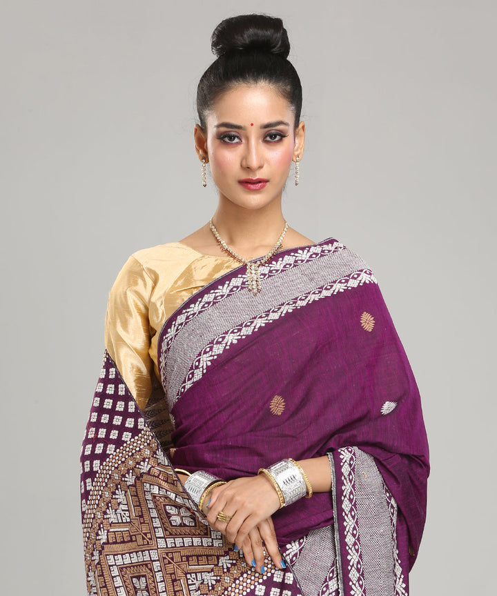 Wine grey Eri silk handloom assam saree