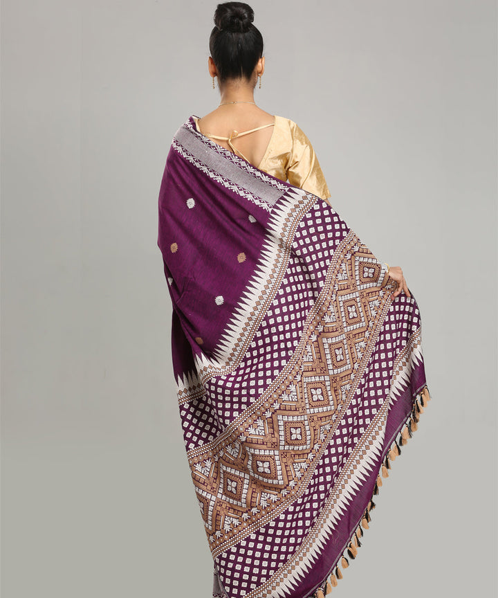 Wine grey Eri silk handloom assam saree