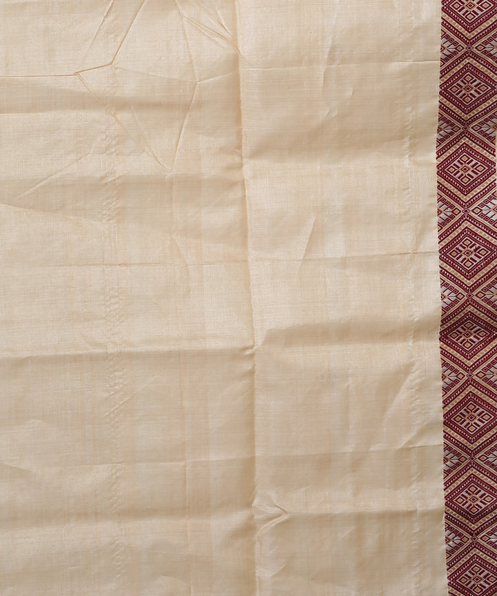 Beige deep maroon tussar silk handloom assam saree