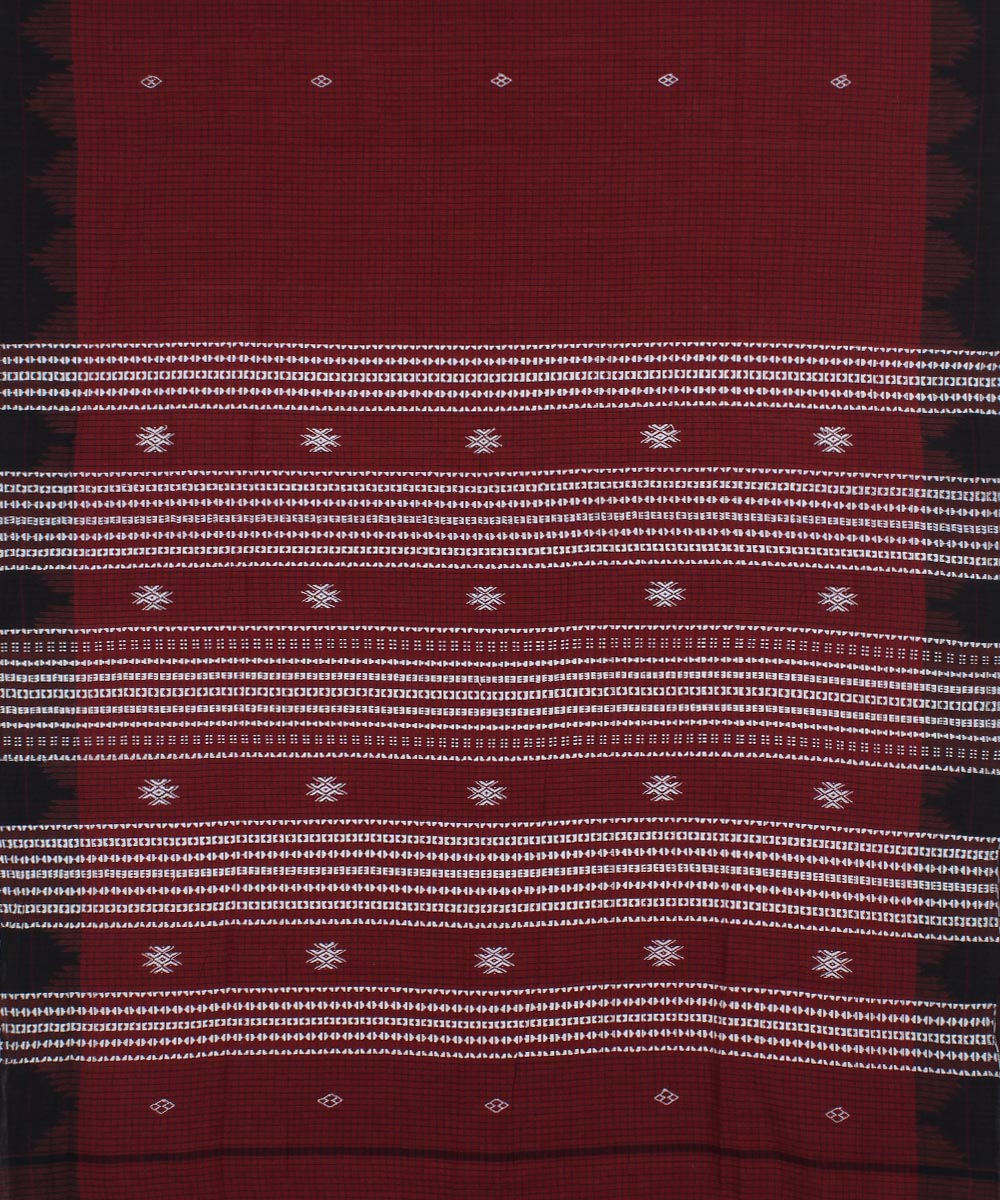 Maroon black handloom kotpad cotton saree