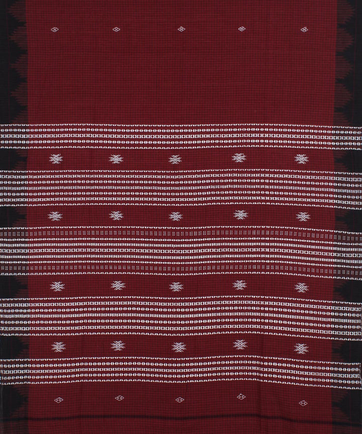 Maroon black handloom kotpad cotton saree