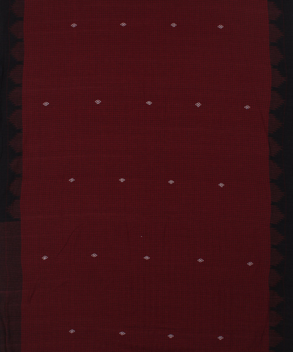 Maroon black handloom kotpad cotton saree