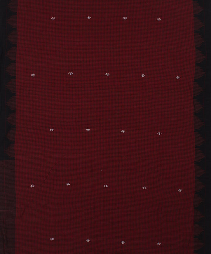 Maroon black handloom kotpad cotton saree