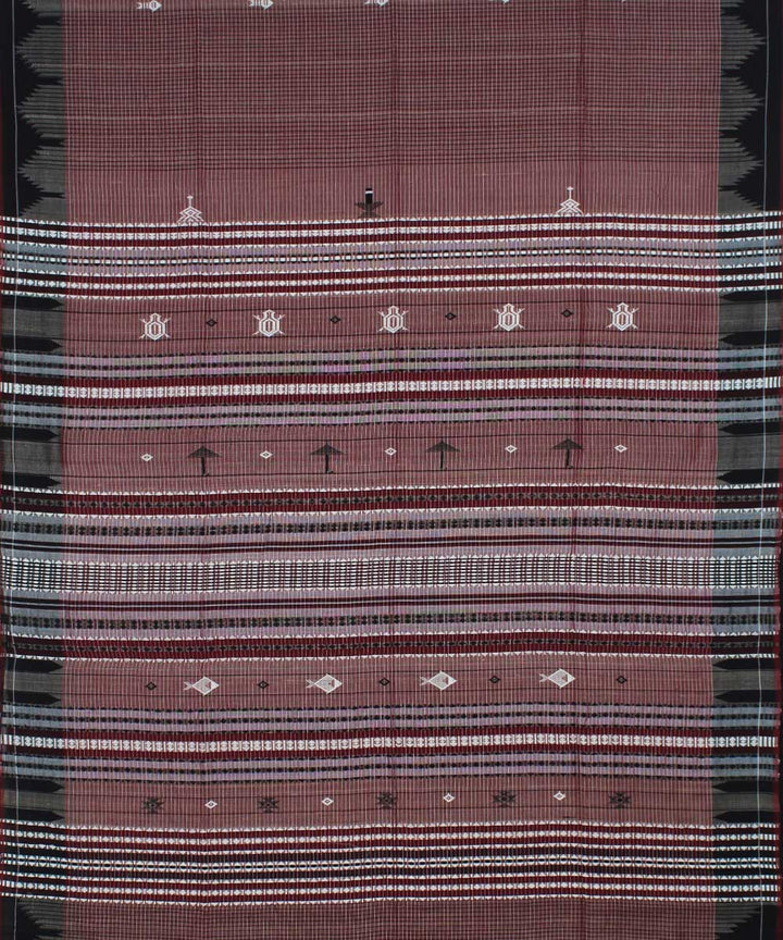 Maroon black handloom cotton kotpad saree