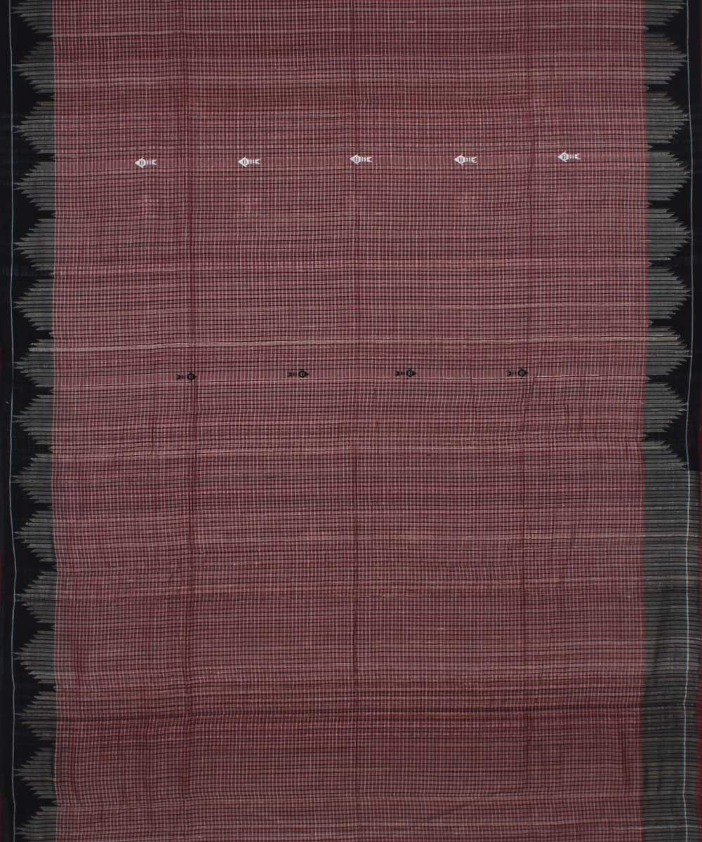 Maroon black handloom cotton kotpad saree