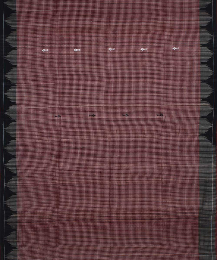 Maroon black handloom cotton kotpad saree