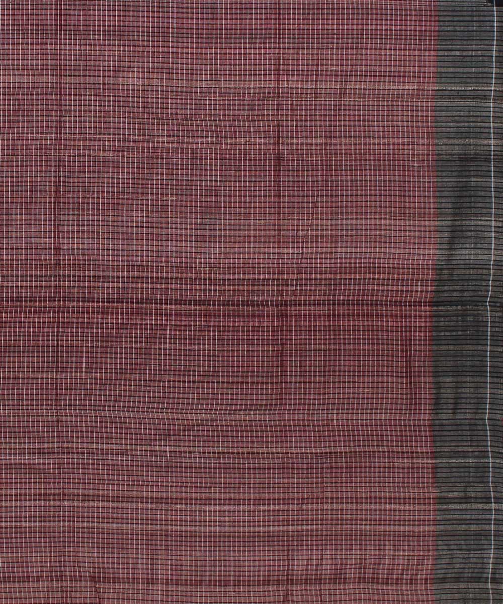 Maroon black handloom cotton kotpad saree