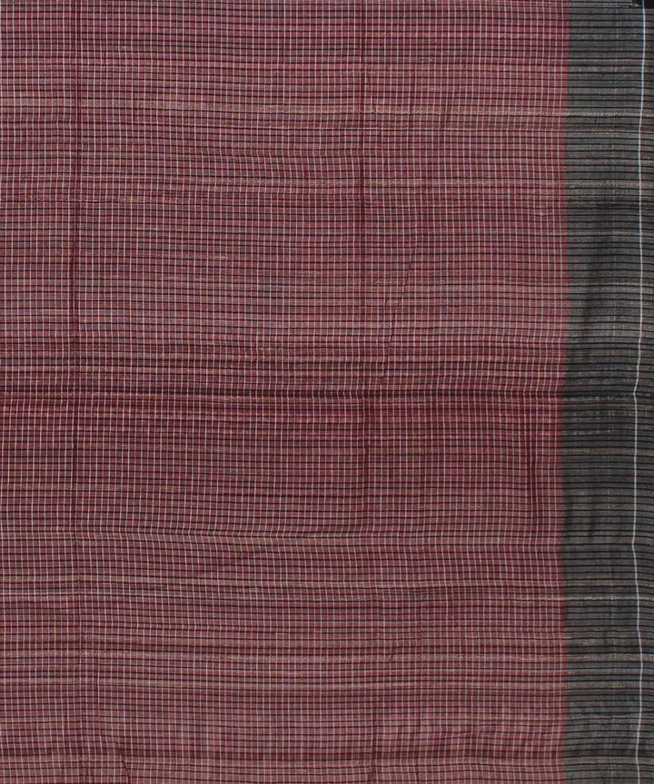 Maroon black handloom cotton kotpad saree