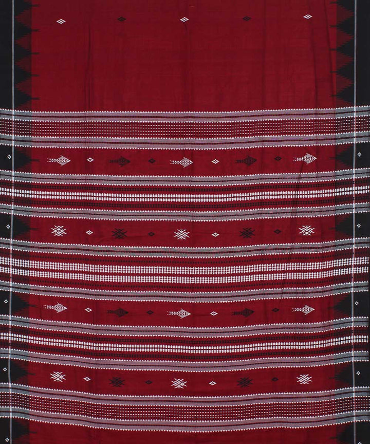 Red black cotton handloom kotpad saree