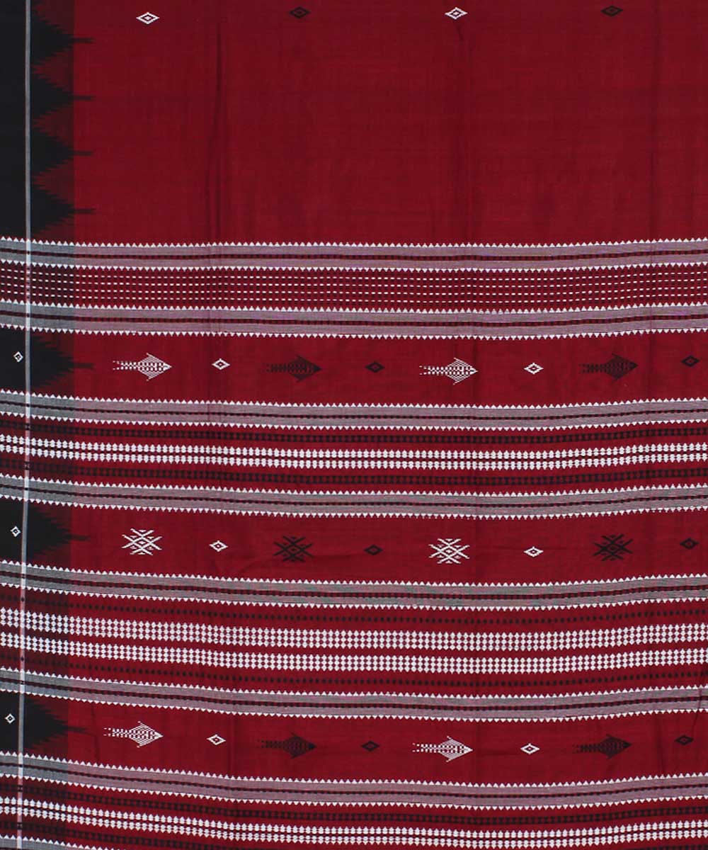 Red black cotton handloom kotpad saree