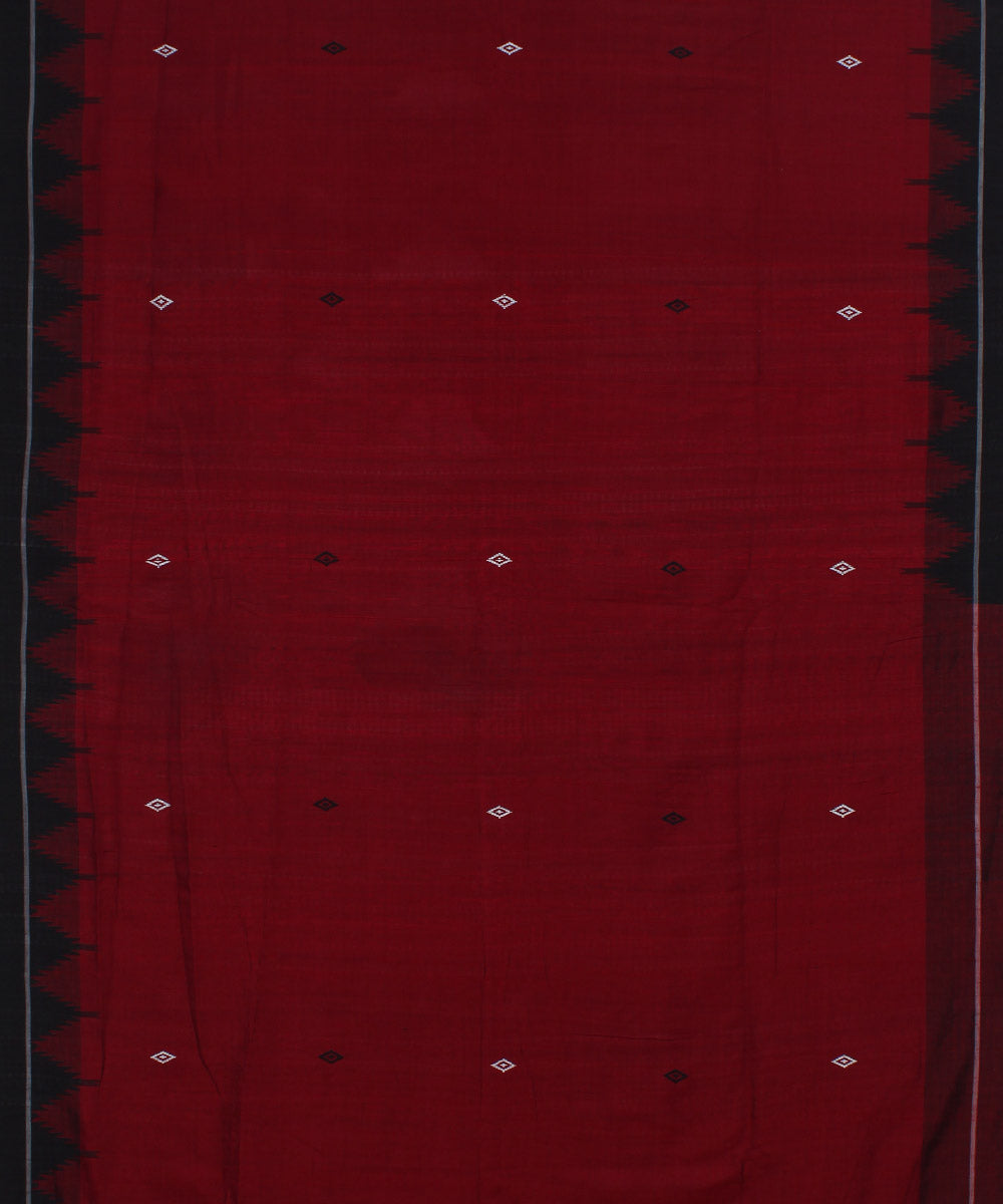 Red black cotton handloom kotpad saree