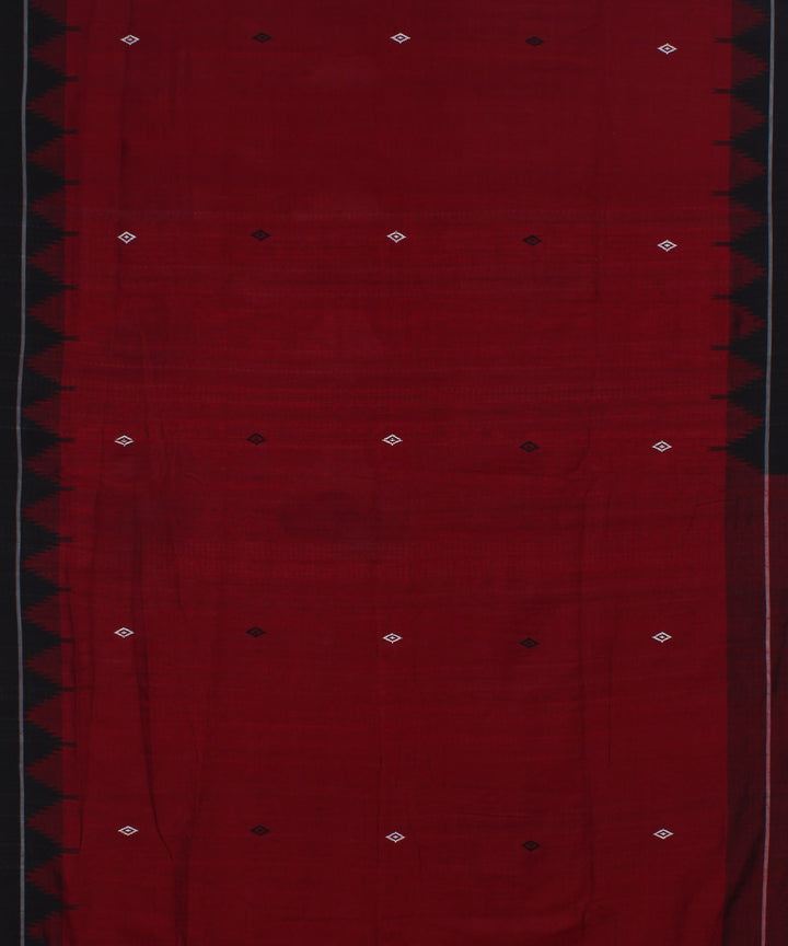 Red black cotton handloom kotpad saree