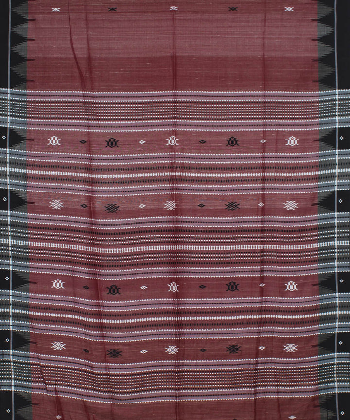 Maroon black cotton handloom natural dyed kotpad saree